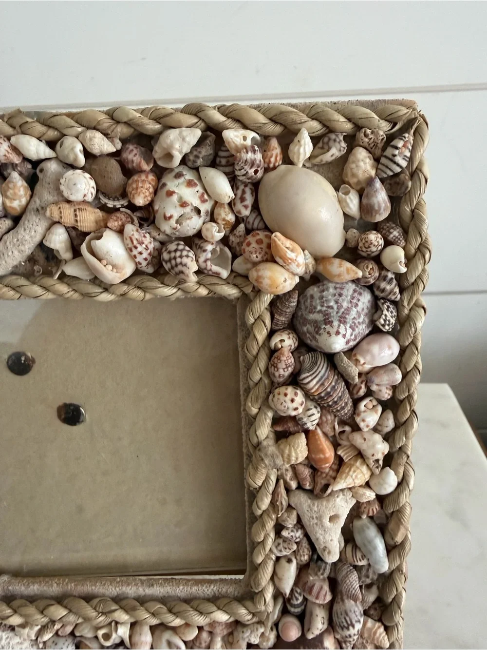 Vintage Sea Shell & Twine Picture Frame
